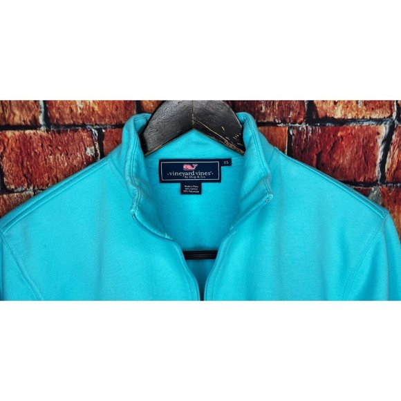 Vineyard Vines Women’s Green Pullover Fleece Sweater 1/4 Zip XS Whale - Picture 2 of 3